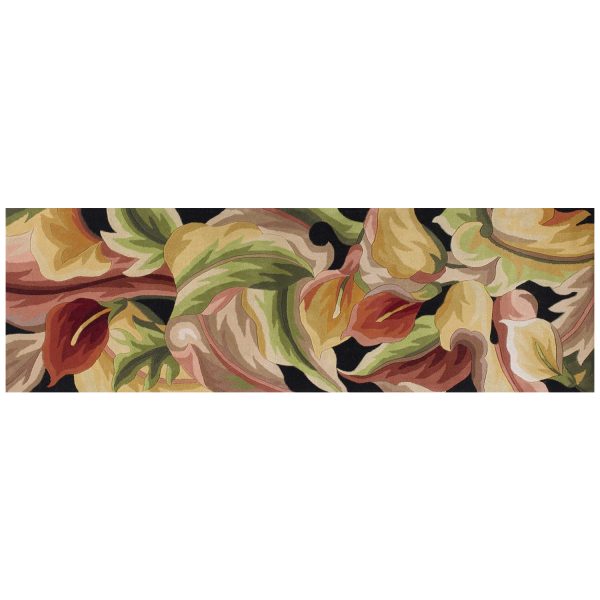 2' x 8' Black Lilies Wool Indoor Runner Rug - Image 2