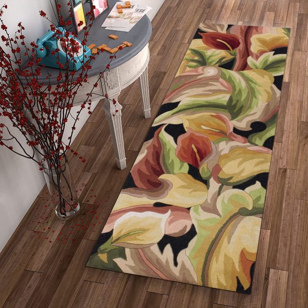 2' x 8' Black Lilies Wool Indoor Runner Rug - Image 4
