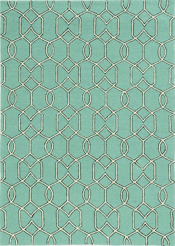 5' x 7' Spa Geometric Trellis UV Treated Indoor Area Rug
