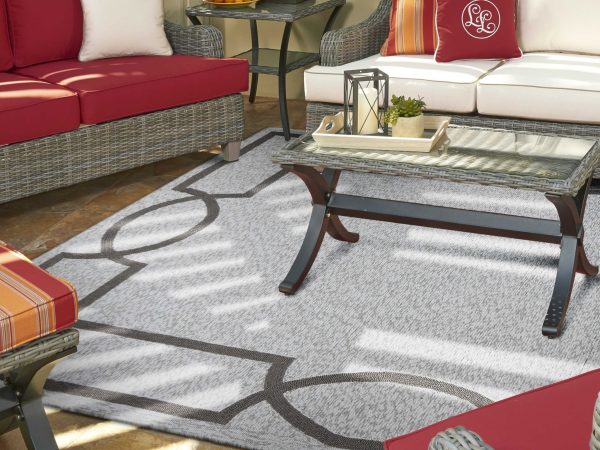 5'x7' Oatmeal Ivory Hand Hooked UV Treated Bordered Indoor Outdoor Area Rug - Image 2