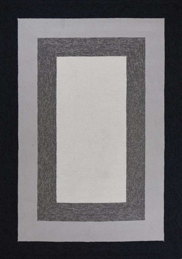 5' x 7' Charcoal Bordered UV Treated Indoor Area Rug