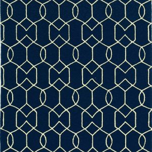 5' x 7' Navy Geometric Trellis UV Treated Indoor Area Rug