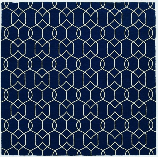 5' x 7' Navy Geometric Trellis UV Treated Indoor Area Rug - Image 2
