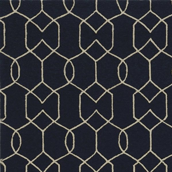 5' x 7' Navy Geometric Trellis UV Treated Indoor Area Rug - Image 3