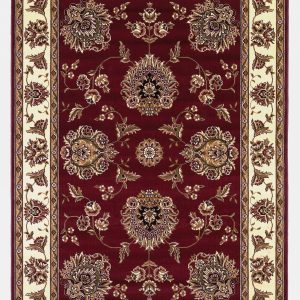 7' Octagon Red or Ivory Floral Bordered Indoor Area Rug