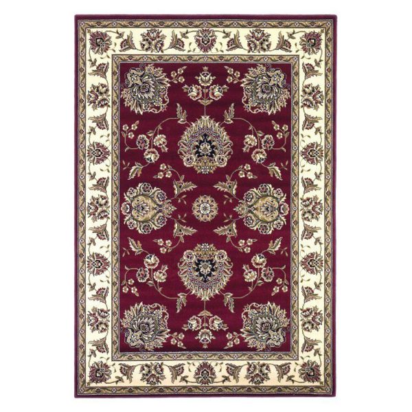 Red And Ivory Octagon Floral Vines Area Rug - Image 2