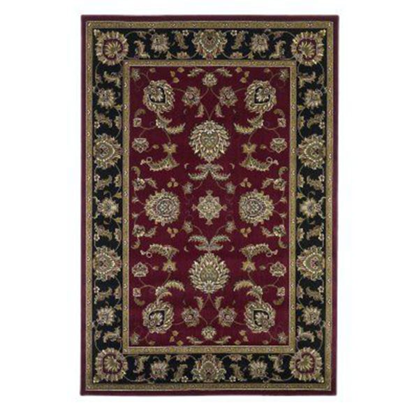 Red And Black Octagon Floral Vines Area Rug - Image 2