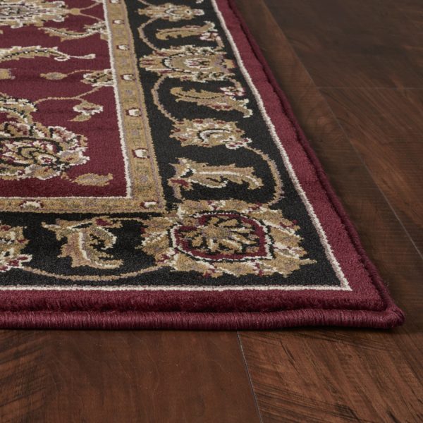 Red And Black Octagon Floral Vines Area Rug - Image 3