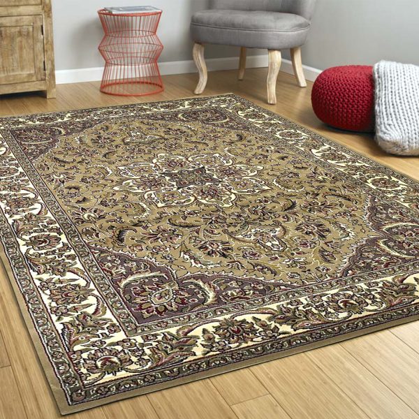Beige And Ivory Octagon Medallion Area Rug - Image 4