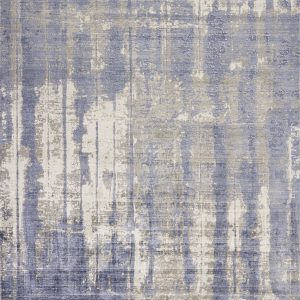 3' x 5' Grey or Blue Abstract Brushstrokes Viscose Indoor Area Rug