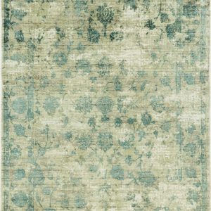 3'x5' Sand Blue Hand Loomed Traditional Floral Indoor Area Rug