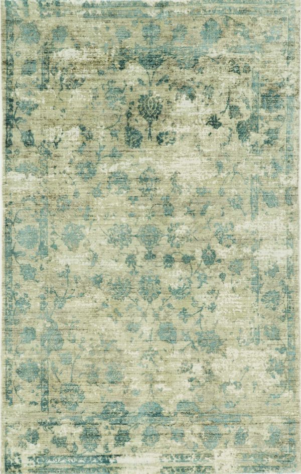 3'x5' Sand Blue Hand Loomed Traditional Floral Indoor Area Rug