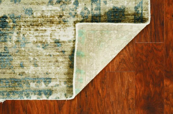 3'x5' Sand Blue Hand Loomed Traditional Floral Indoor Area Rug - Image 4