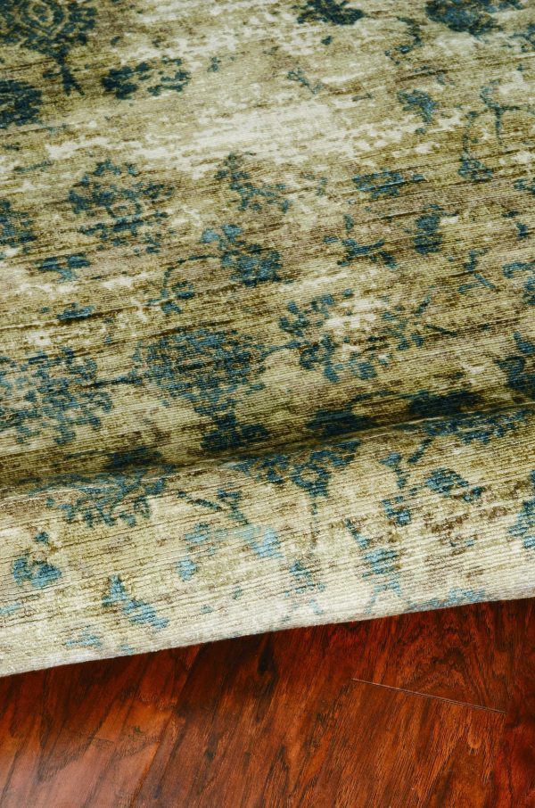 3'x5' Sand Blue Hand Loomed Traditional Floral Indoor Area Rug - Image 5