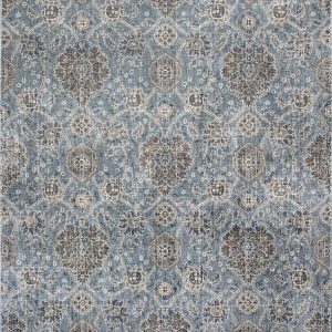 5' x 8' Slate Blue Floral Vines Viscose Indoor Area Rug