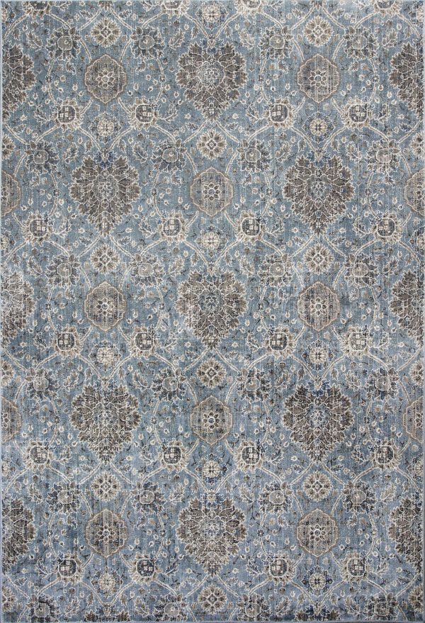 5' x 8' Slate Blue Floral Vines Viscose Indoor Area Rug