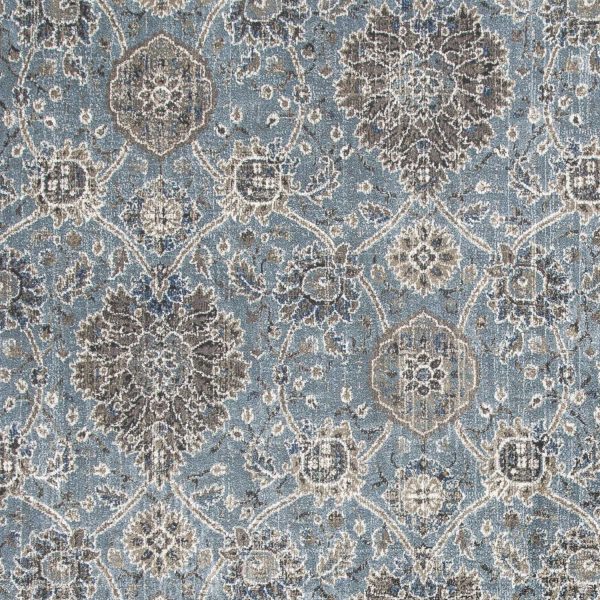 5' x 8' Slate Blue Floral Vines Viscose Indoor Area Rug - Image 2
