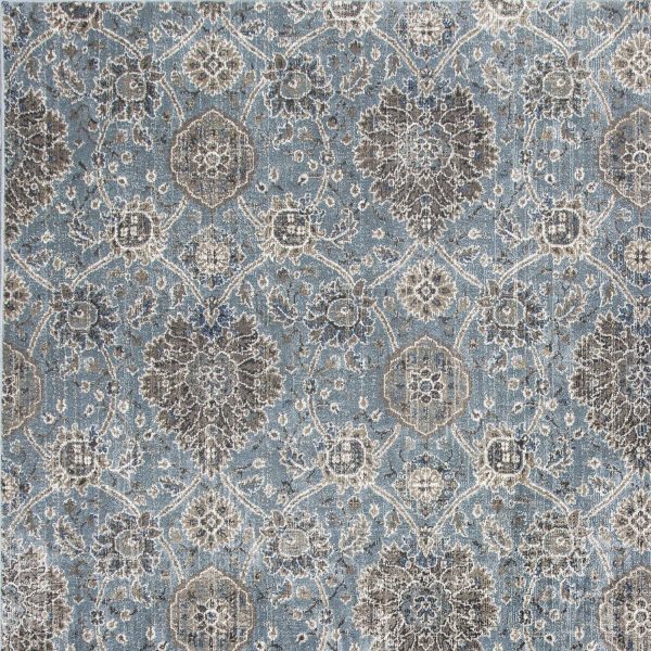 5' x 8' Slate Blue Floral Vines Viscose Indoor Area Rug - Image 3