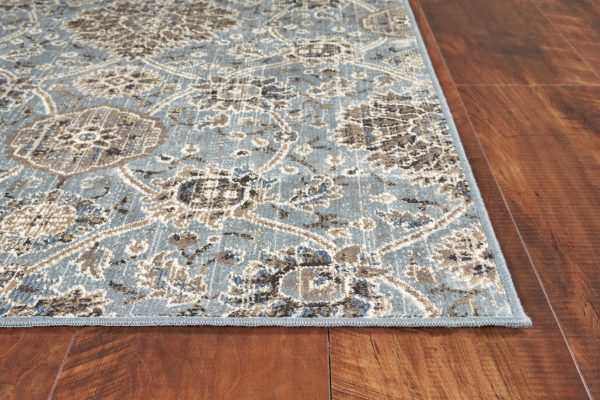 5' x 8' Slate Blue Floral Vines Viscose Indoor Area Rug - Image 4