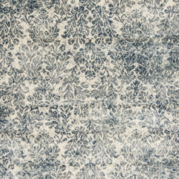 5'x8' Ivory Blue Machine Woven Damask Indoor Area Rug - Image 2