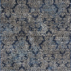 5'x8' Slate Blue Machine Woven Damask Indoor Area Rug