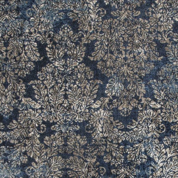 5'x8' Slate Blue Machine Woven Damask Indoor Area Rug - Image 2
