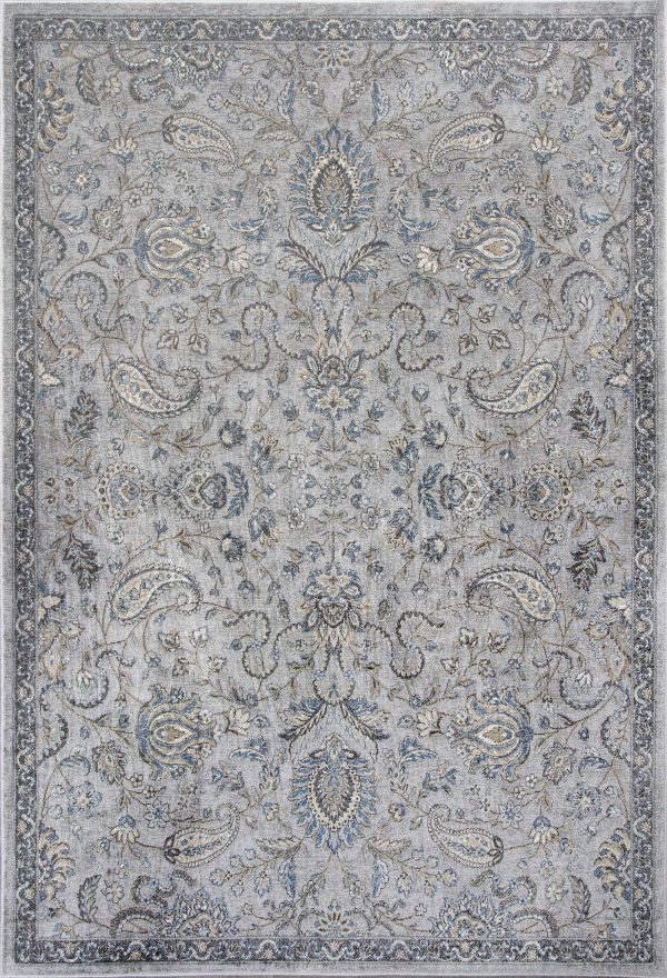 5'x8' Silver Blue Machine Woven Paisley Indoor Area Rug
