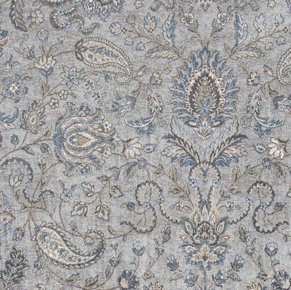 5'x8' Silver Blue Machine Woven Paisley Indoor Area Rug - Image 2