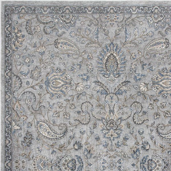 5'x8' Silver Blue Machine Woven Paisley Indoor Area Rug - Image 3