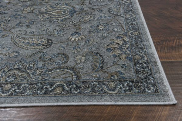 5'x8' Silver Blue Machine Woven Paisley Indoor Area Rug - Image 4