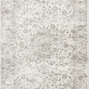 5' x 8' Silver Medallion Bordered Viscose Indoor Area Rug