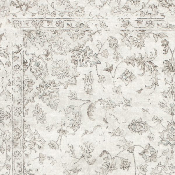 5' x 8' Silver Medallion Bordered Viscose Indoor Area Rug - Image 2