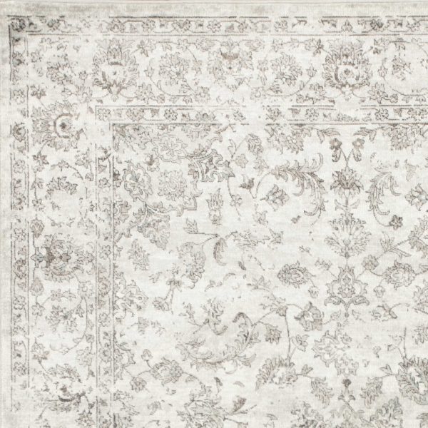5' x 8' Silver Medallion Bordered Viscose Indoor Area Rug - Image 3