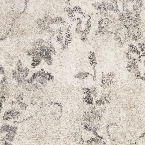 5'x8' Grey Machine Woven Distressed Floral Medallion Indoor Area Rug - Image 2