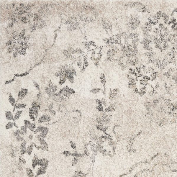 5'x8' Grey Machine Woven Distressed Floral Medallion Indoor Area Rug - Image 3