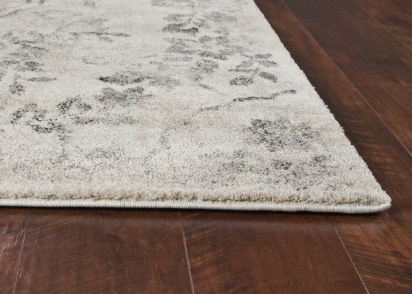 5'x8' Grey Machine Woven Distressed Floral Medallion Indoor Area Rug - Image 4