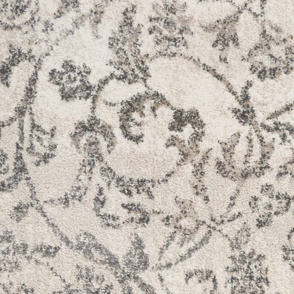5'x8' Ivory Machine Woven Distressed Traditional Floral Vines Indoor Area Rugg - Image 2