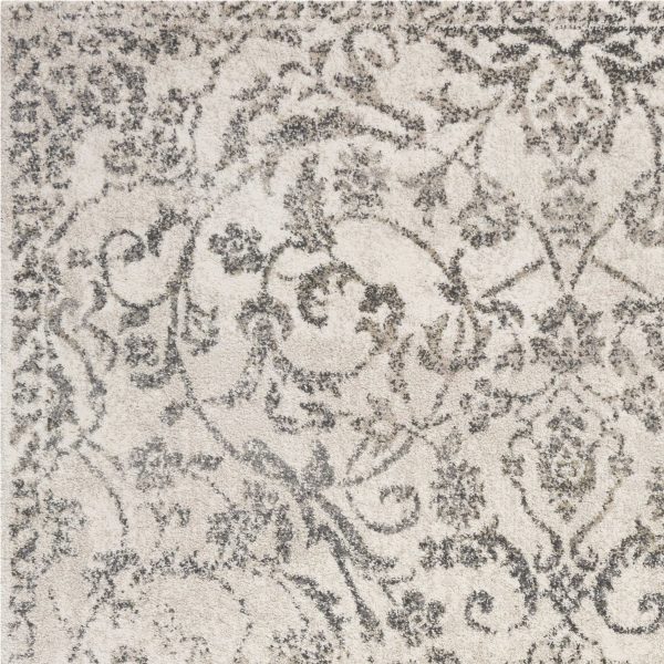 5'x8' Ivory Machine Woven Distressed Traditional Floral Vines Indoor Area Rugg - Image 3