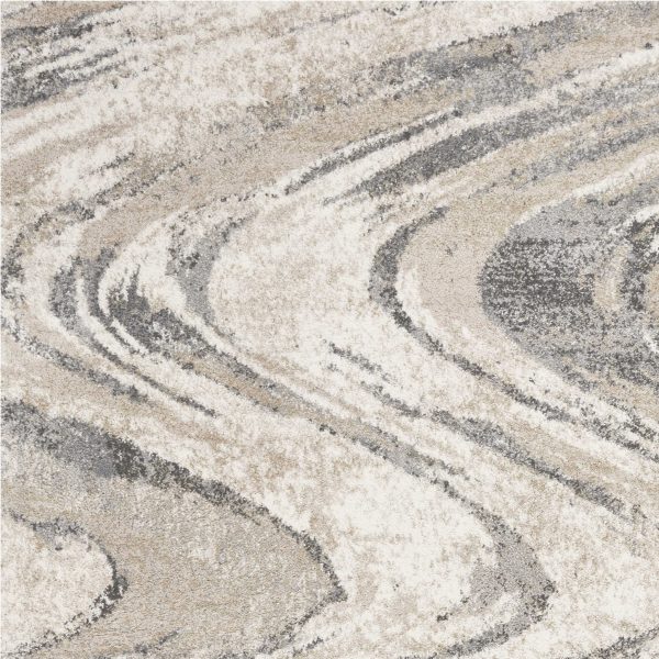 5' x 8' Natural Abstract Wave Brushstrokes Indoor Area Rug - Image 3