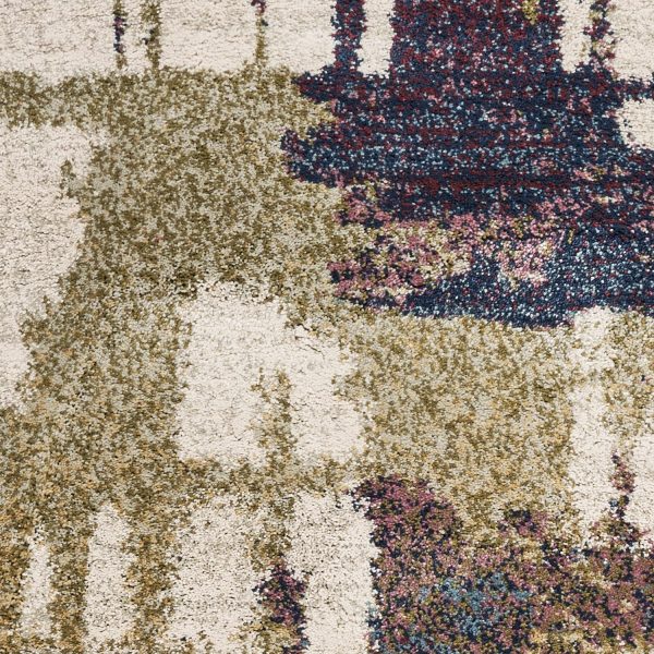 5'x8' Ivory Machine Woven Distressed Floral Vines Indoor Area Rug - Image 3