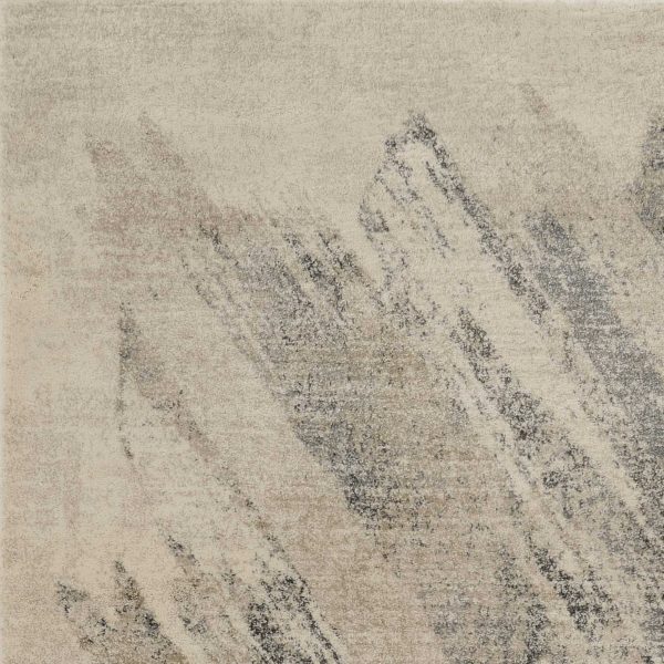 5'x8' Ivory Grey Machine Woven Abstract Brushstrokes Indoor Area Rug - Image 3