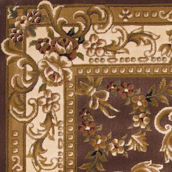 8' Plum Ivory Machine Woven Hand Carved Floral Medallion Round Indoor Area Rug - Image 3