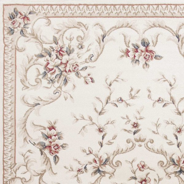 8' x 10' Ivory Floral Bordered Indoor Area Rug - Image 3