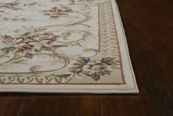 8' x 10' Ivory Floral Bordered Indoor Area Rug - Image 4