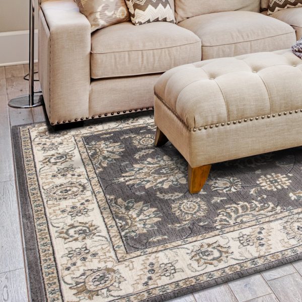 8'x10' Grey Ivory Floral Indoor Area Rug - Image 2