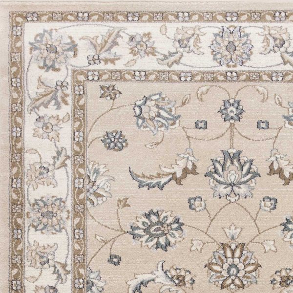 8' x 10' Beige or Ivory Floral Vine Bordered Indoor Area Rug - Image 3