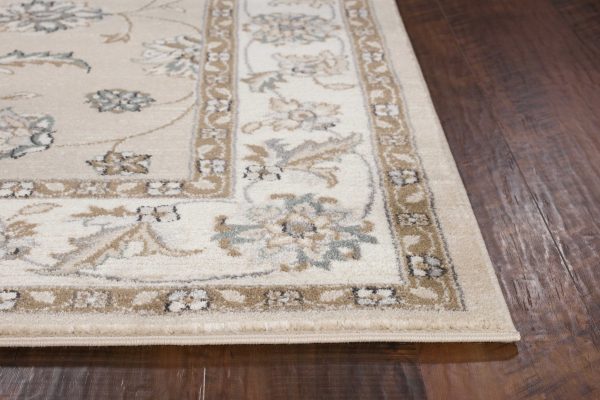 8' x 10' Beige or Ivory Floral Vine Bordered Indoor Area Rug - Image 4