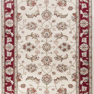 8' x 10' Ivory or Red Floral Vine Bordered Indoor Area Rug