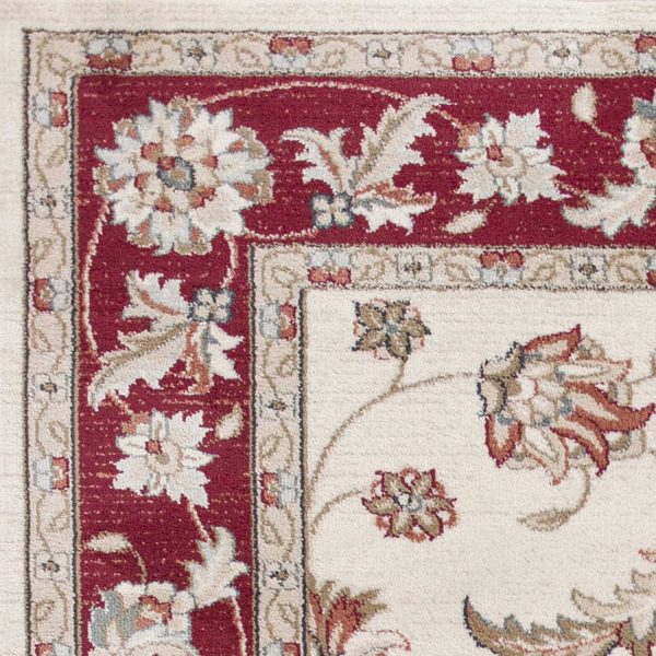 8' x 10' Ivory or Red Floral Vine Bordered Indoor Area Rug - Image 2