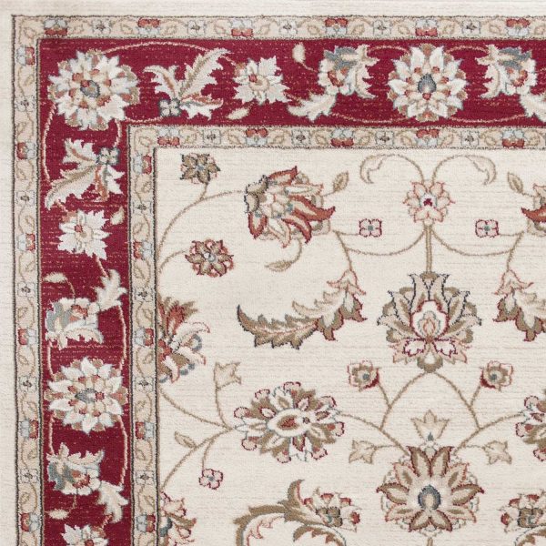 8' x 10' Ivory or Red Floral Vine Bordered Indoor Area Rug - Image 3